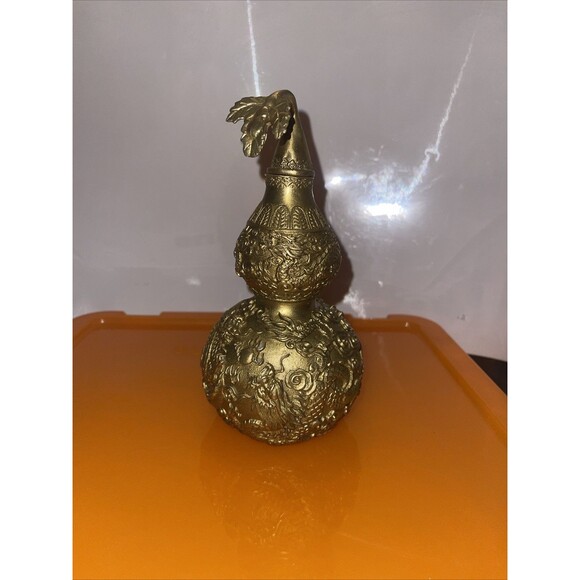 8.5'' brass sculpture wealth dragon pattern exorcise evil spirits gourd statue - Picture 5 of 6